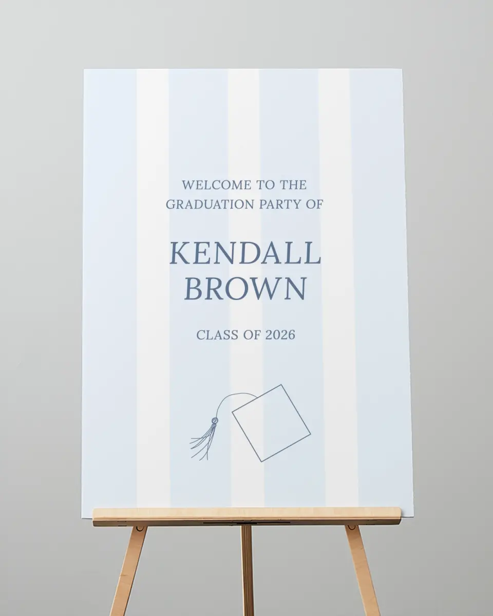 This is a 20" x 28" Welcome Grad Sign called Graduation Art printed in full color