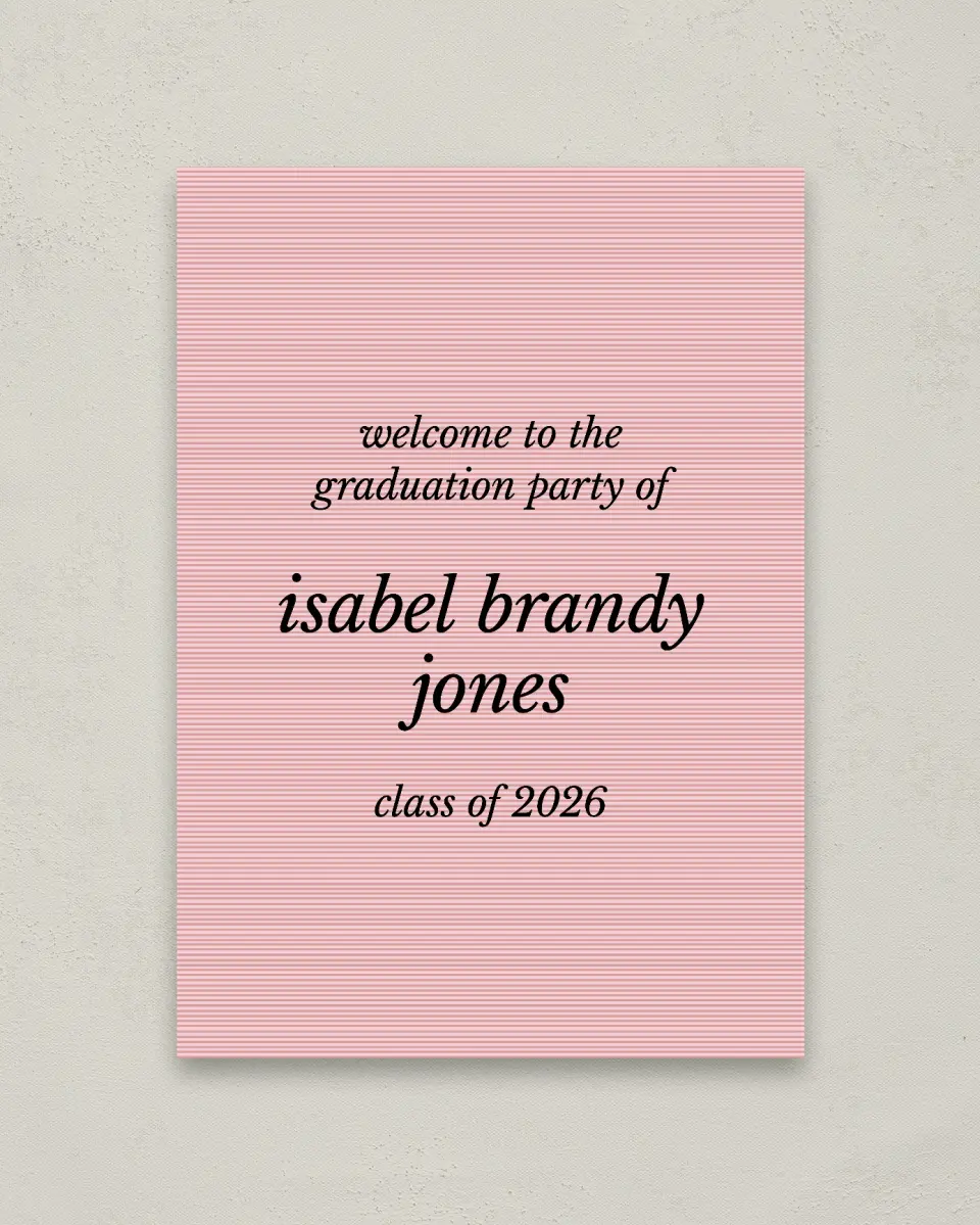 This is a 20" x 28" Welcome Grad Sign called Snapshot Graduate printed in full color
