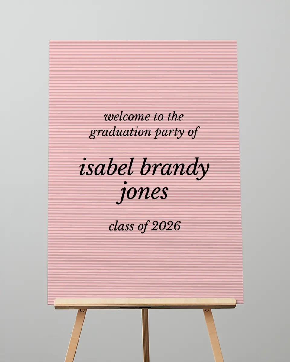 This is a 20" x 28" Welcome Grad Sign called Snapshot Graduate printed in full color