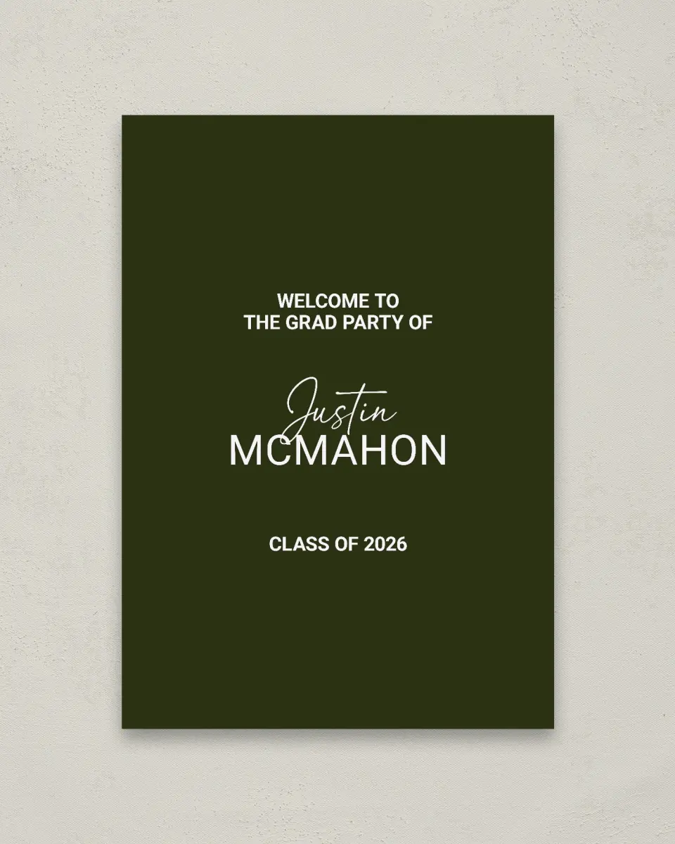 This is a 20" x 28" Welcome Grad Sign called Forward Bound printed in full color