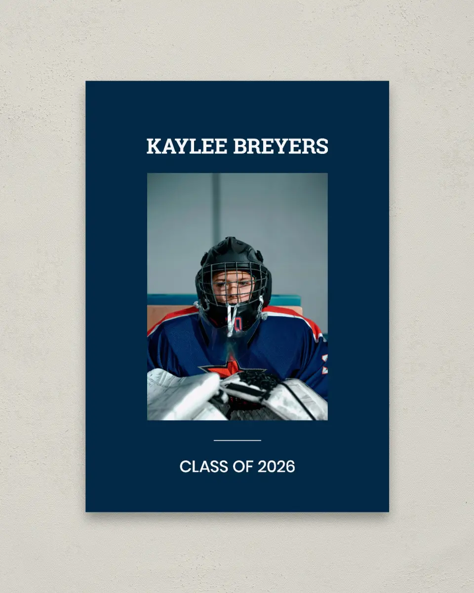 This is a 20" x 28" Welcome Grad Sign called Sports Graduate printed in full color