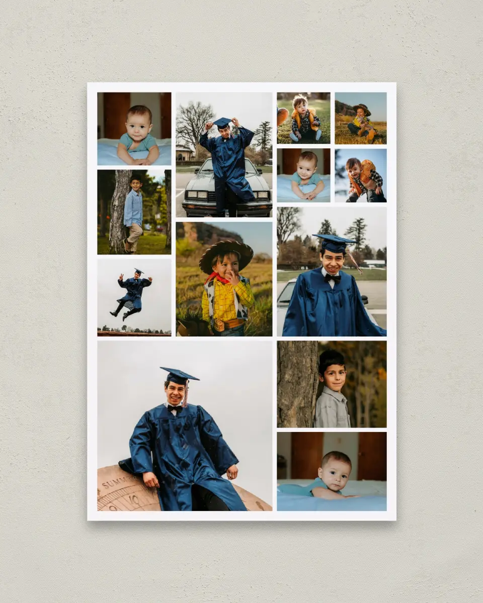 This is a 20" x 28" Graduation Photo Board called Changing Caps printed in full color