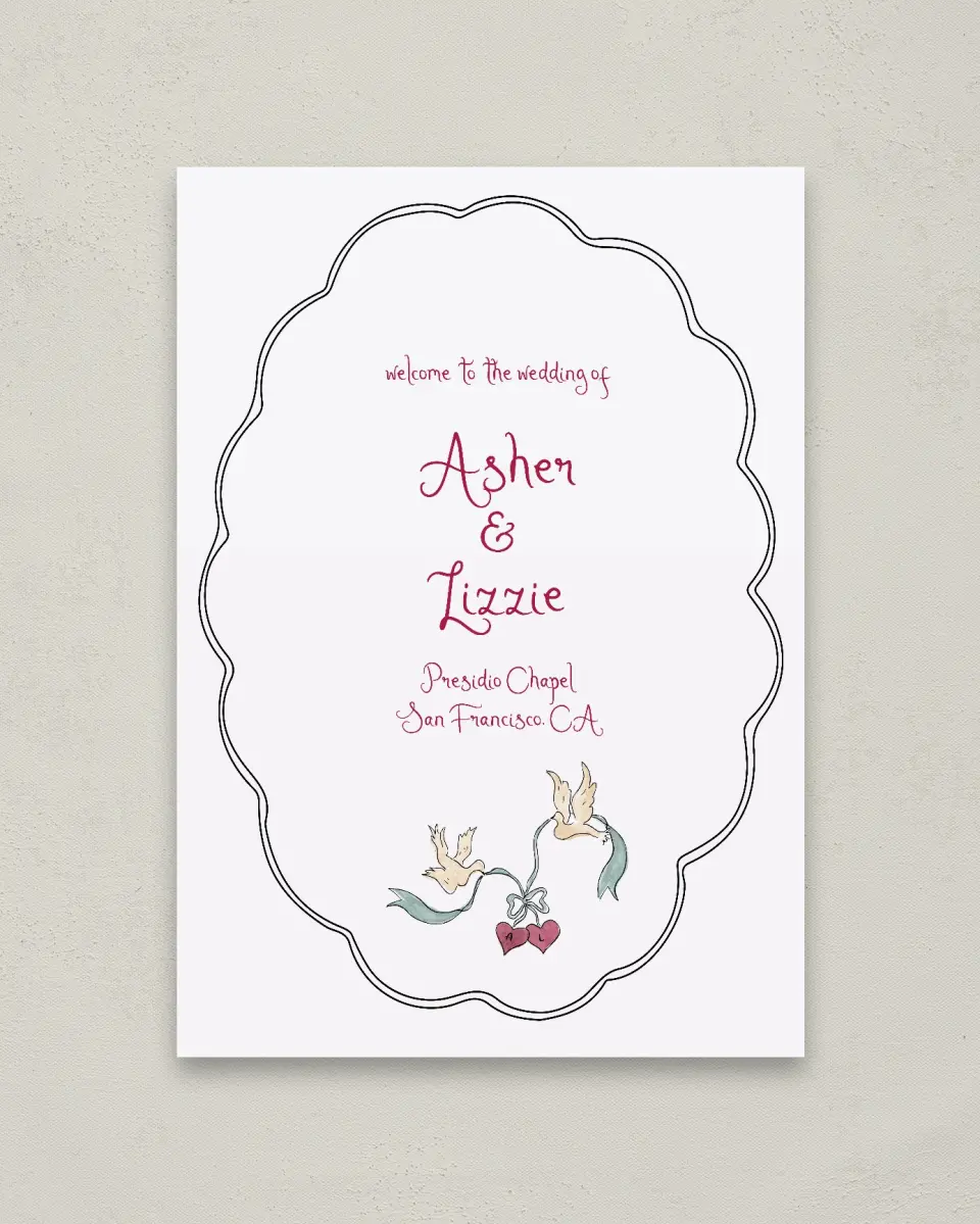 This is a 20" x 28" Welcome Sign called Love Dove printed in full color with Gold foil