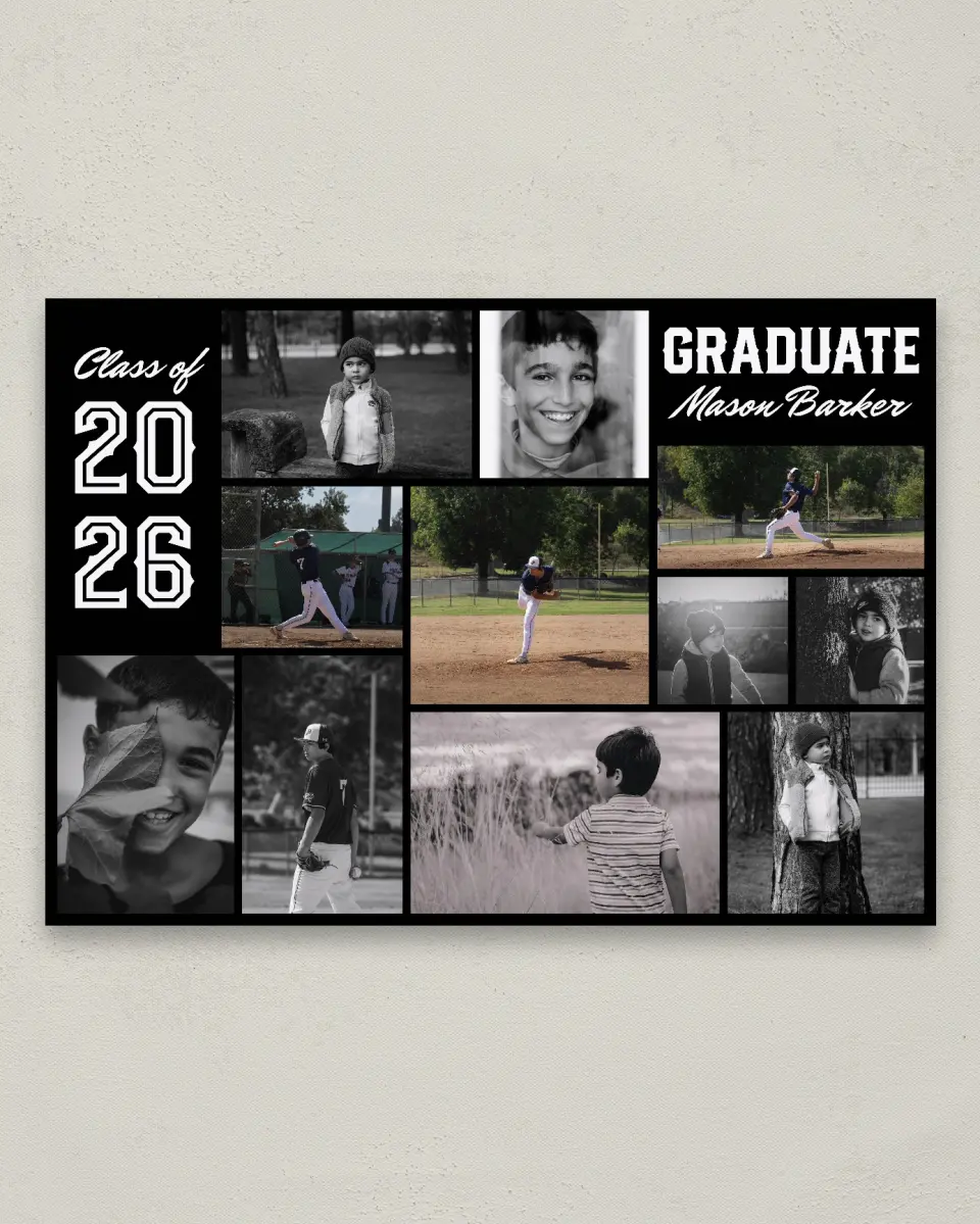 This is a 20" x 28" Graduation Photo Board called A Look Back printed in full color