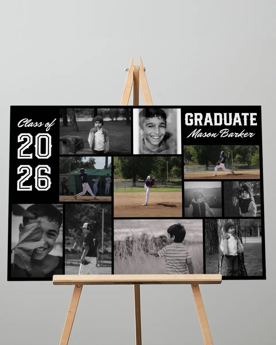 This is a 20" x 28" Graduation Photo Board called A Look Back printed in full color