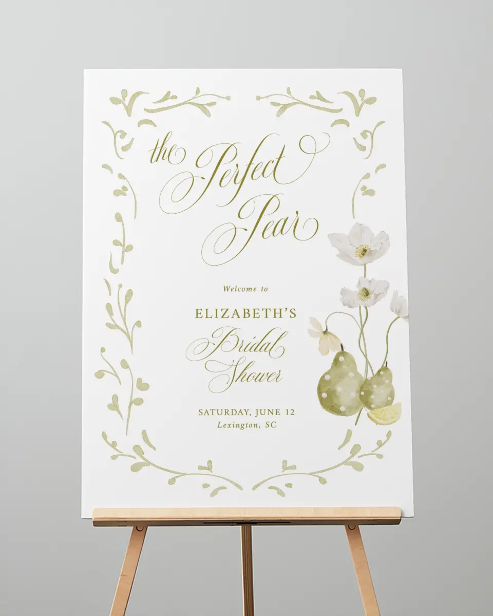 This is a 20" x 28" Welcome Sign called Perfect Pear printed in full color