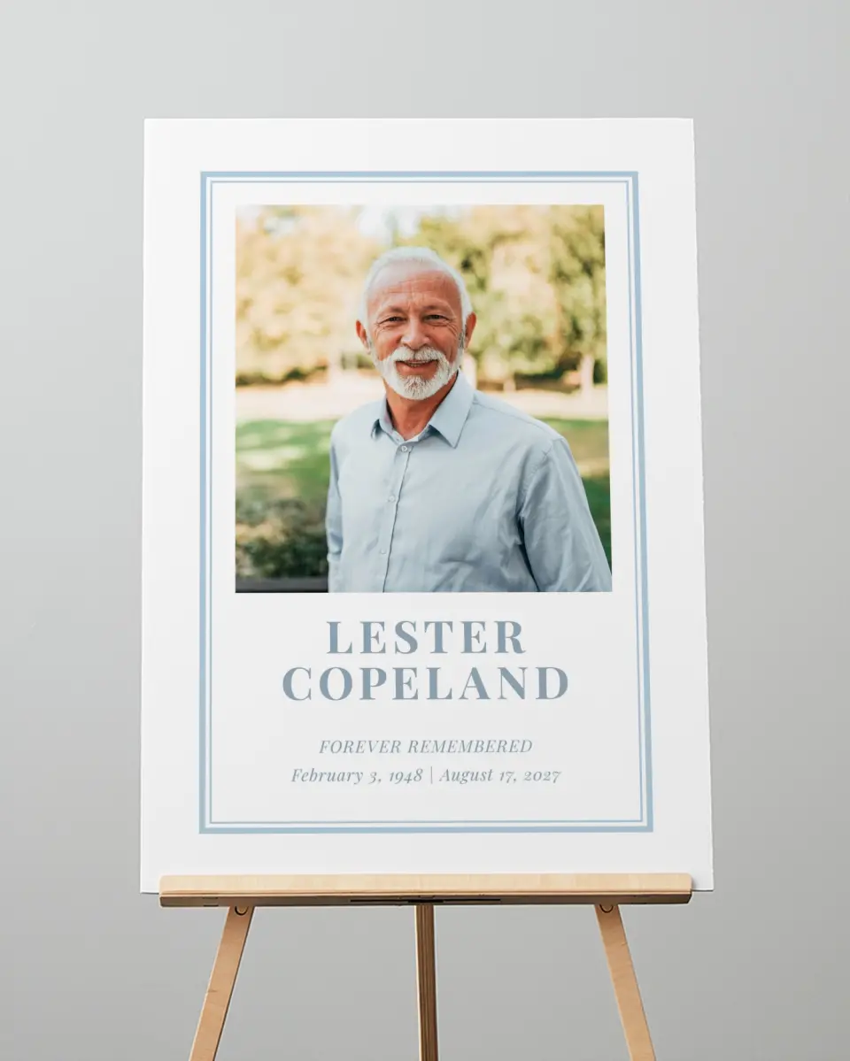 This is a 20" x 28" Memorial Sign called Forever in Frame printed in full color with Rose Gold foil