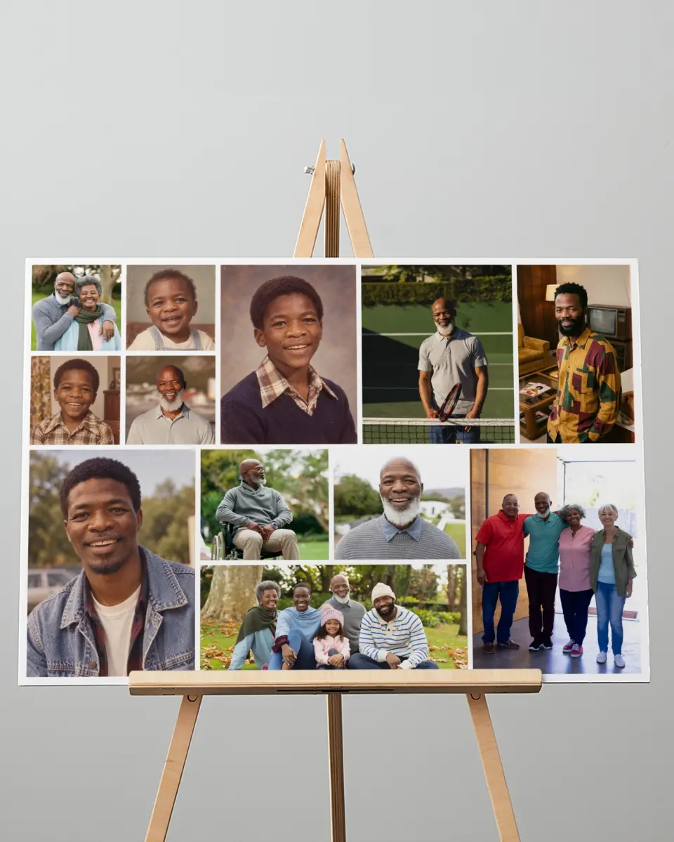 This is a 20" x 28" Memorial Sign called Treasured Life printed in full color with Rose Gold foil
