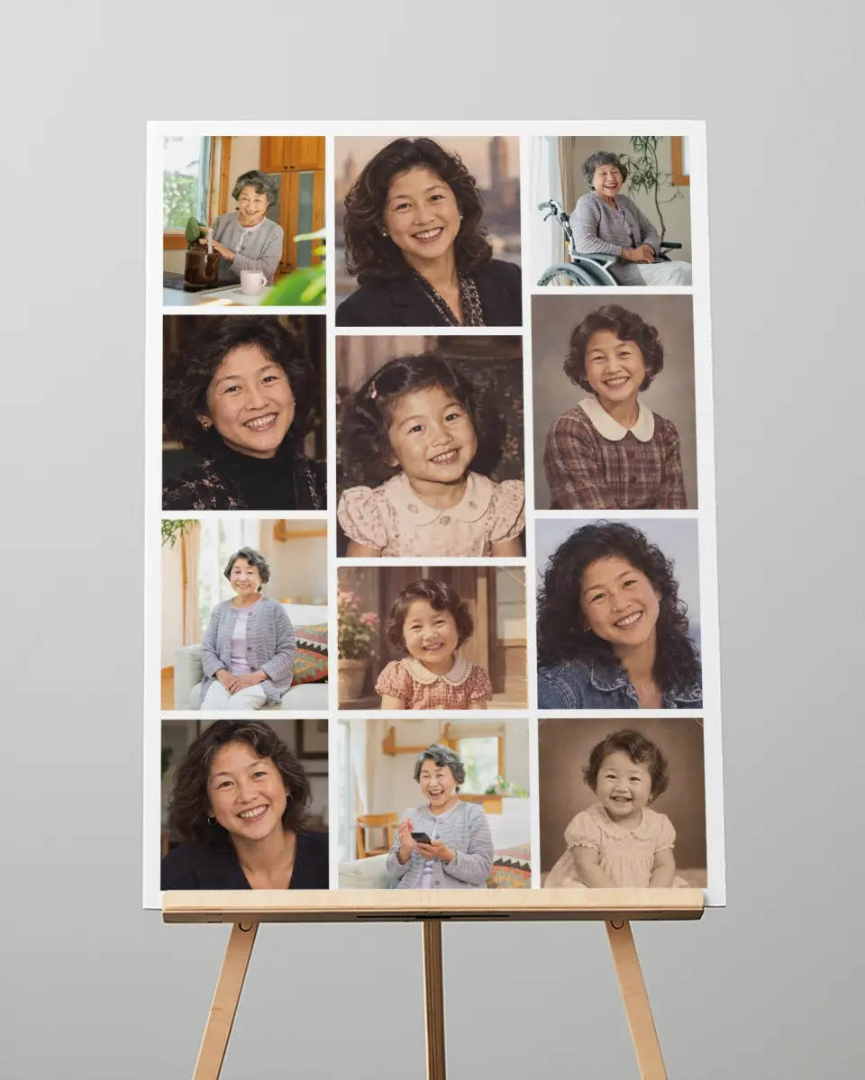 This is a 20" x 28" Memorial Sign called A Life Well Loved printed in full color with Rose Gold foil