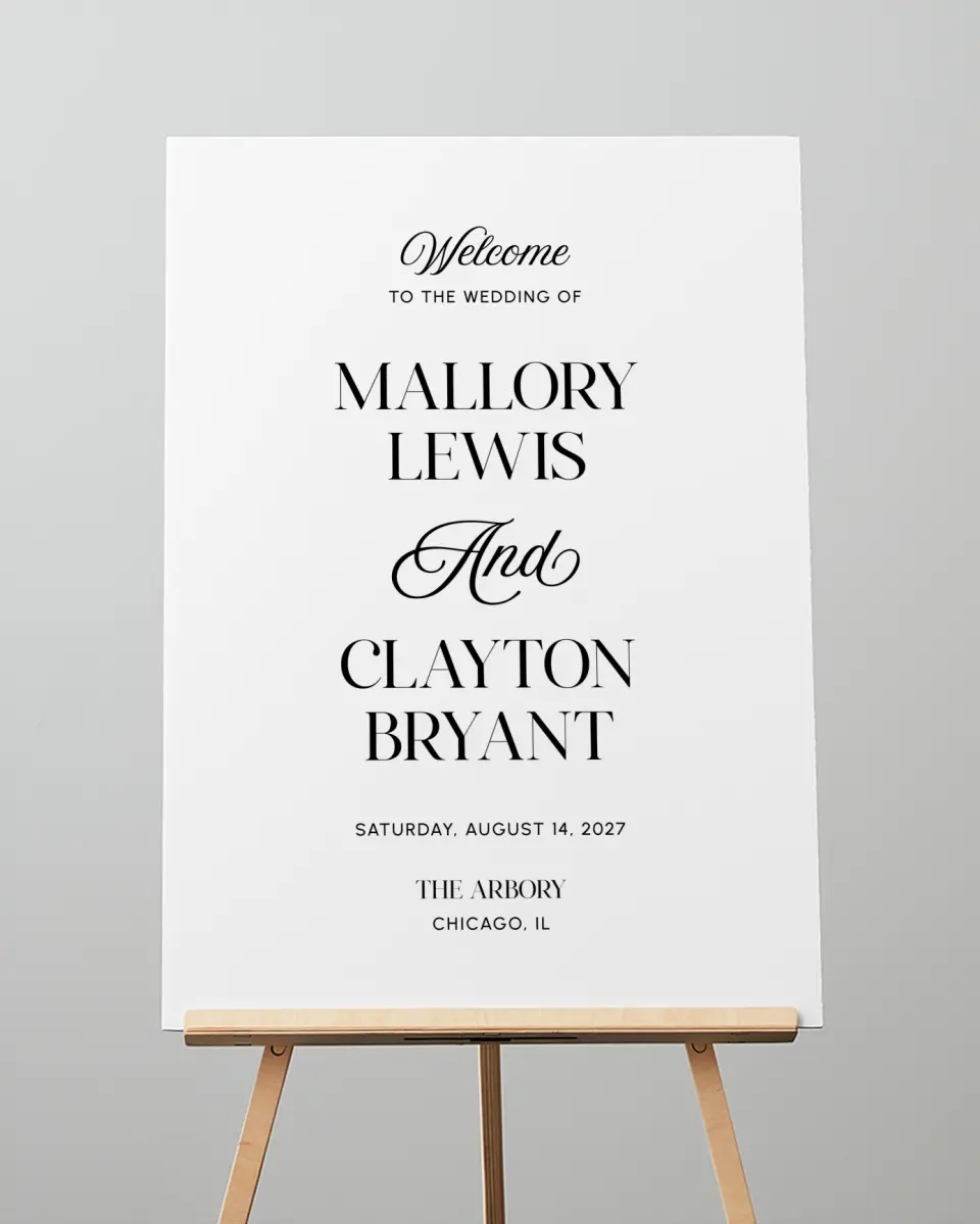 This is a 20" x 28" Welcome Sign called The Mallory printed in full color
