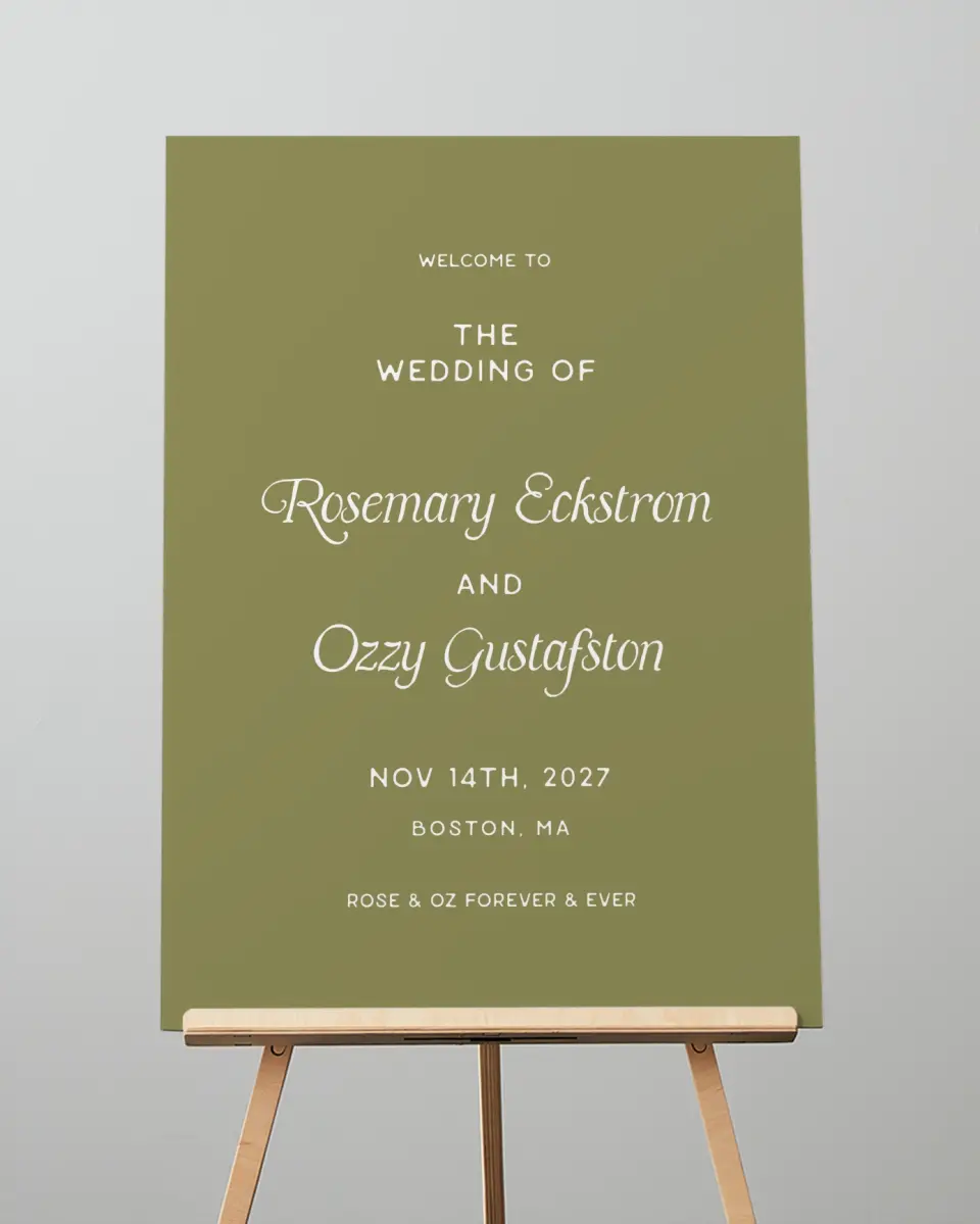 This is a 20" x 28" Welcome Sign called The Rosemary printed in full color