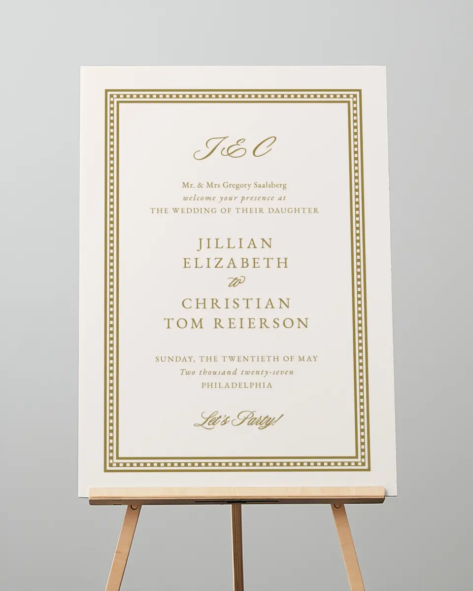 This is a 20" x 28" Welcome Sign called The Jillian printed in full color