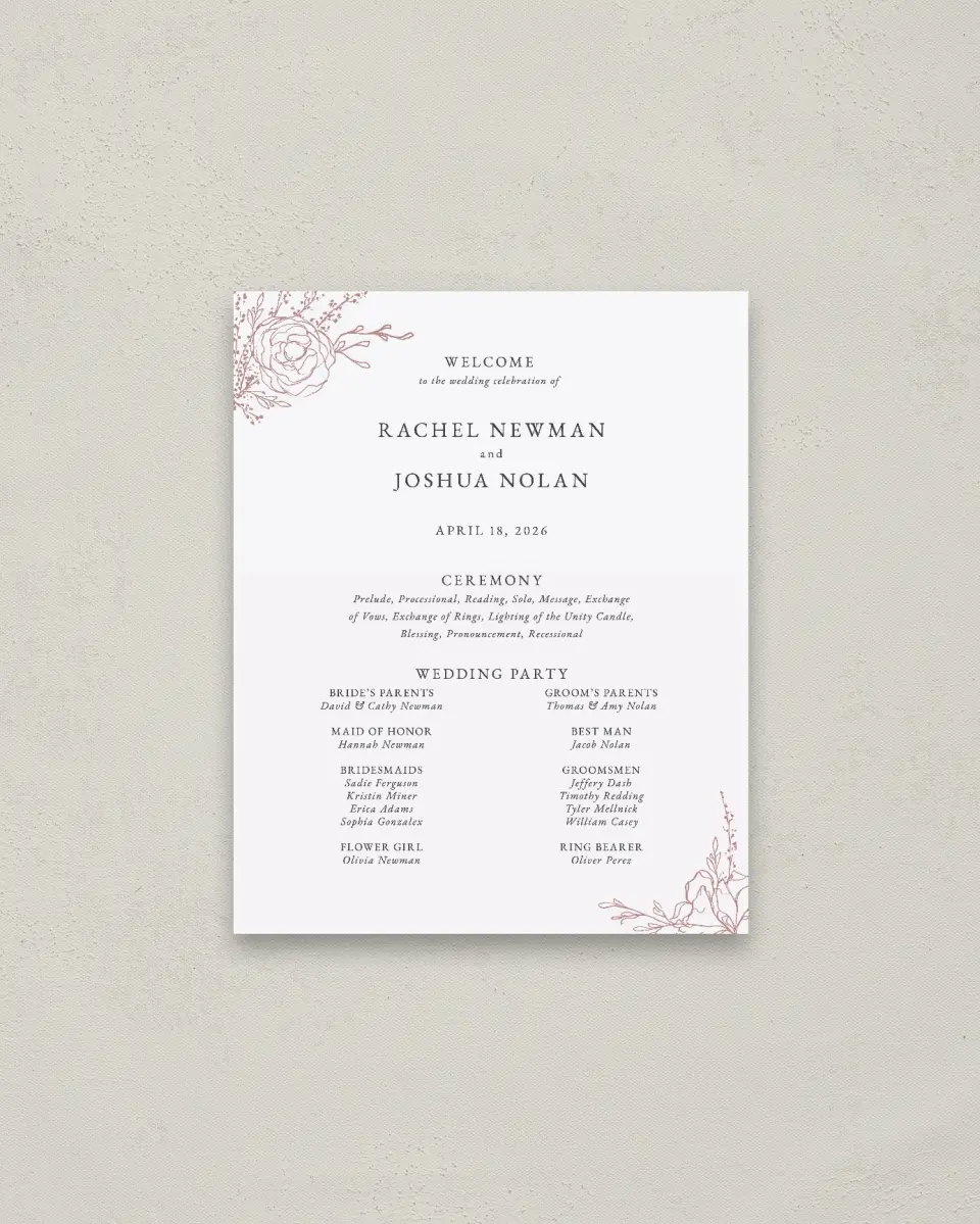 This is a 16" x 20" Ceremony Sign called Blooming Rose printed in full color