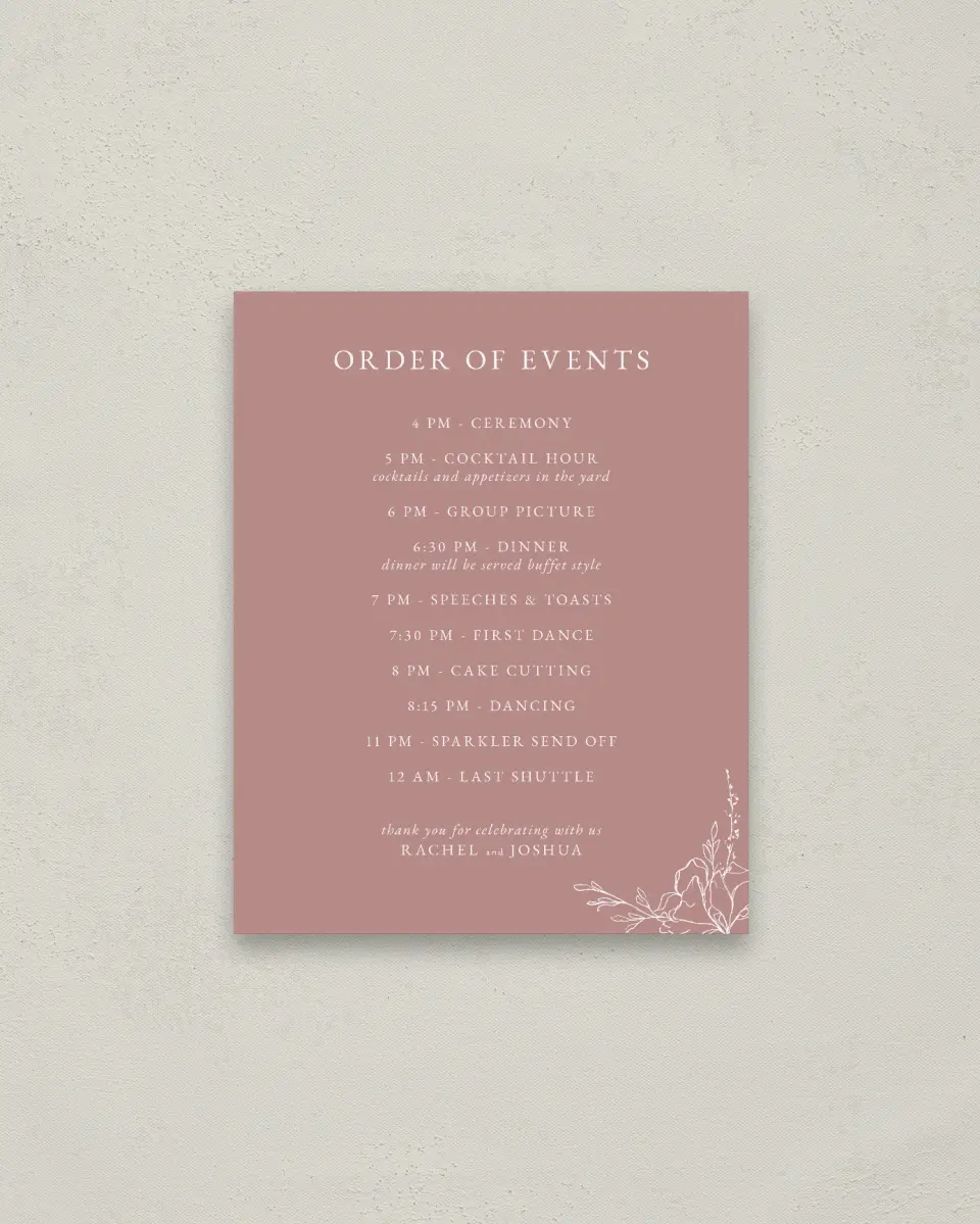 This is a 16" x 20" Schedule Sign called Blooming Rose printed in full color