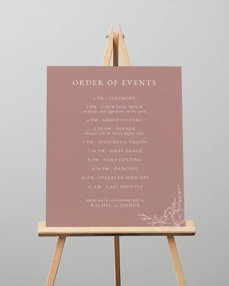 This is a 16" x 20" Schedule Sign called Blooming Rose printed in full color