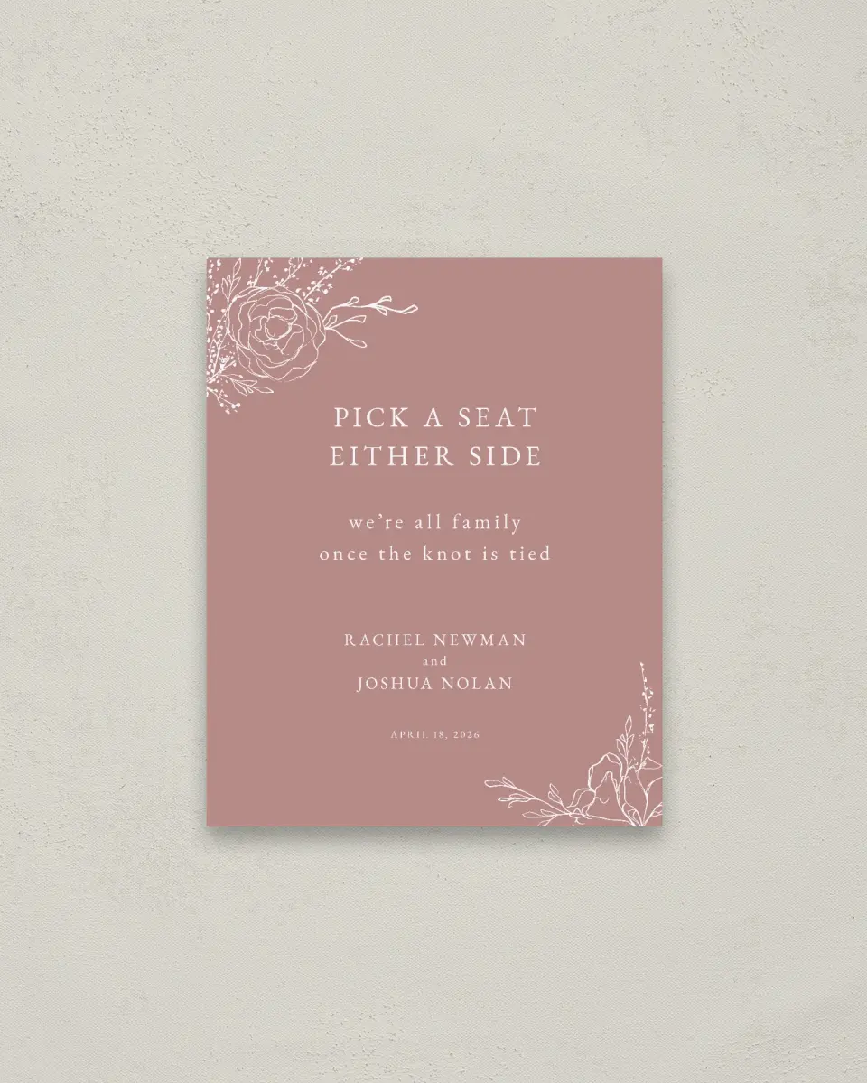 This is a 16" x 20" Pick a Seat Sign called Blooming Rose printed in full color