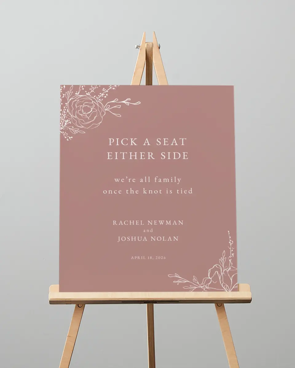 This is a 16" x 20" Pick a Seat Sign called Blooming Rose printed in full color