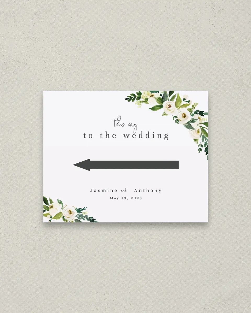 This is a 16" x 20" Direction Sign called Wedding Florals printed in full color