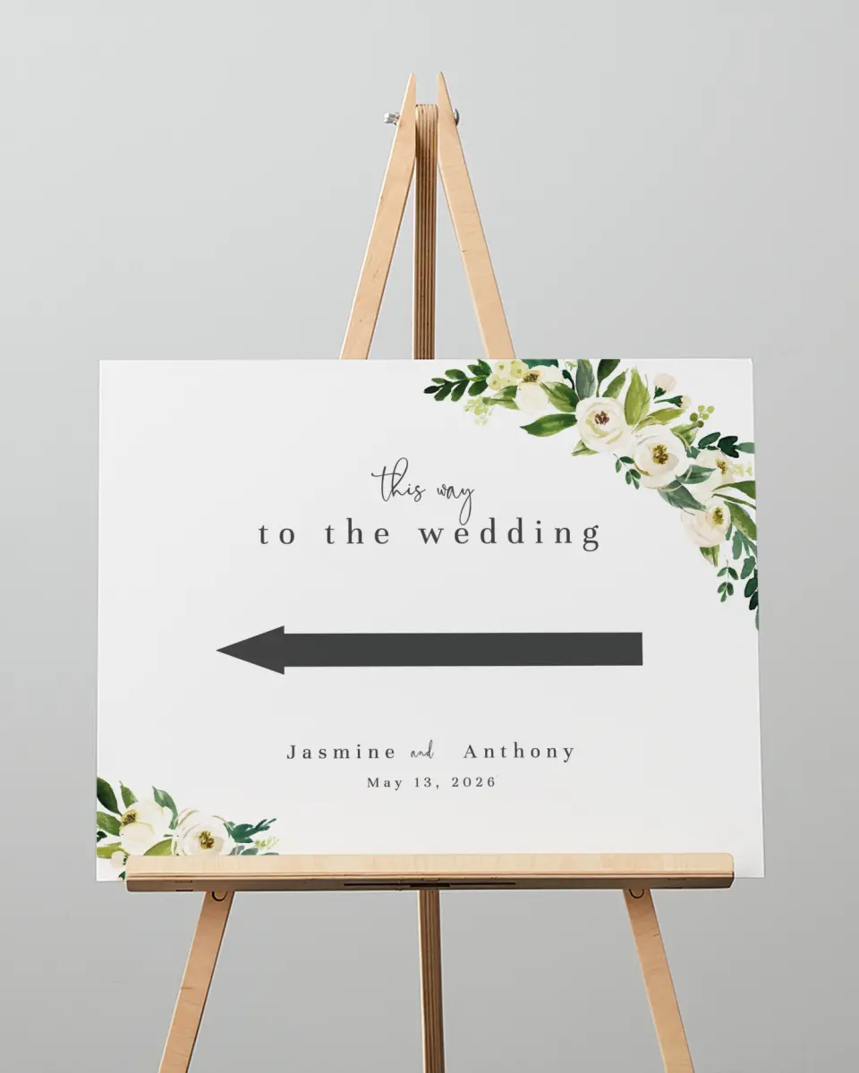This is a 16" x 20" Direction Sign called Wedding Florals printed in full color