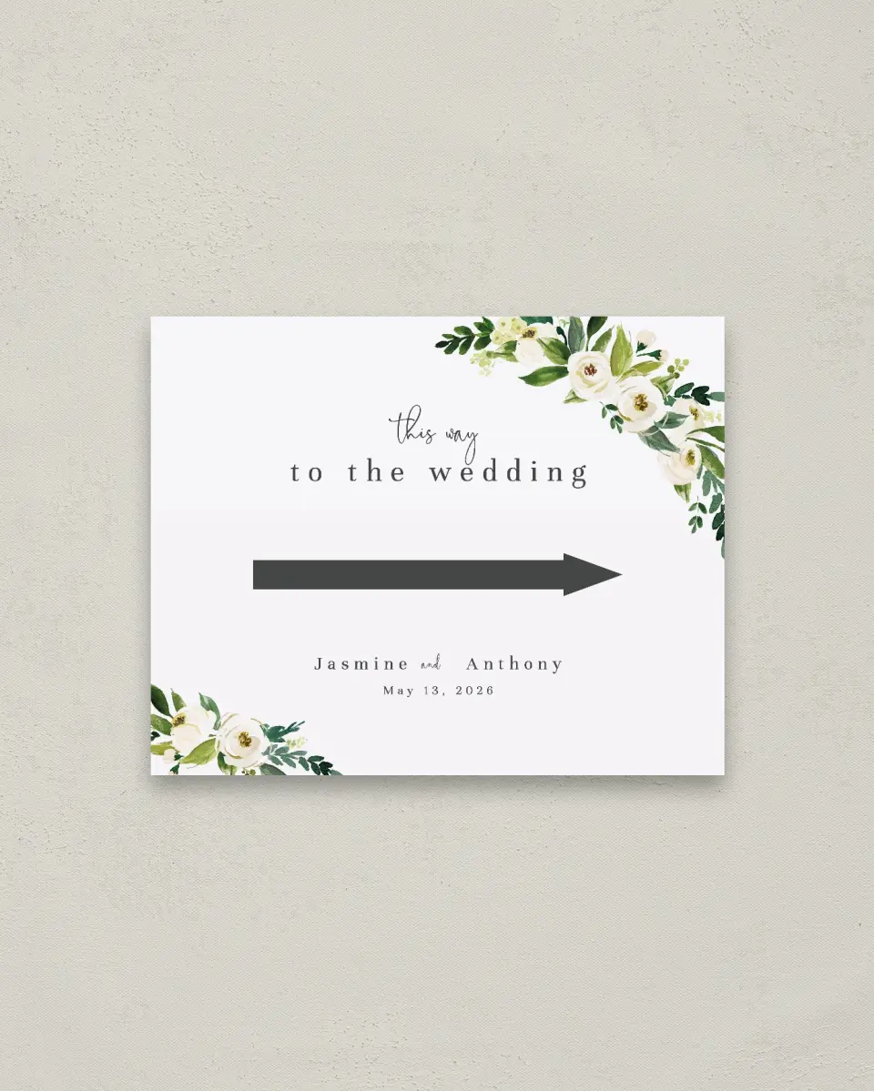This is a 16" x 20" Direction Sign called Wedding Florals printed in full color