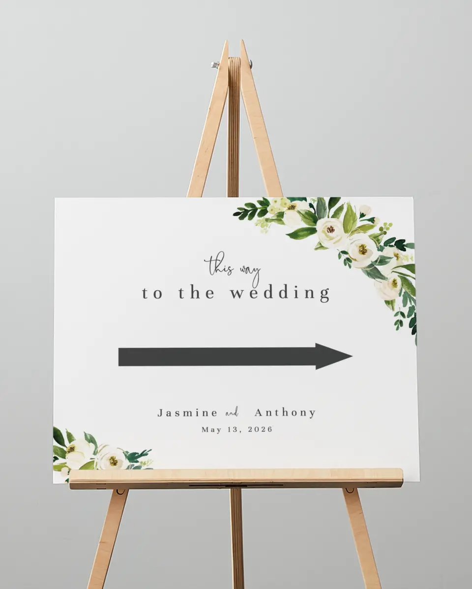 This is a 16" x 20" Direction Sign called Wedding Florals printed in full color