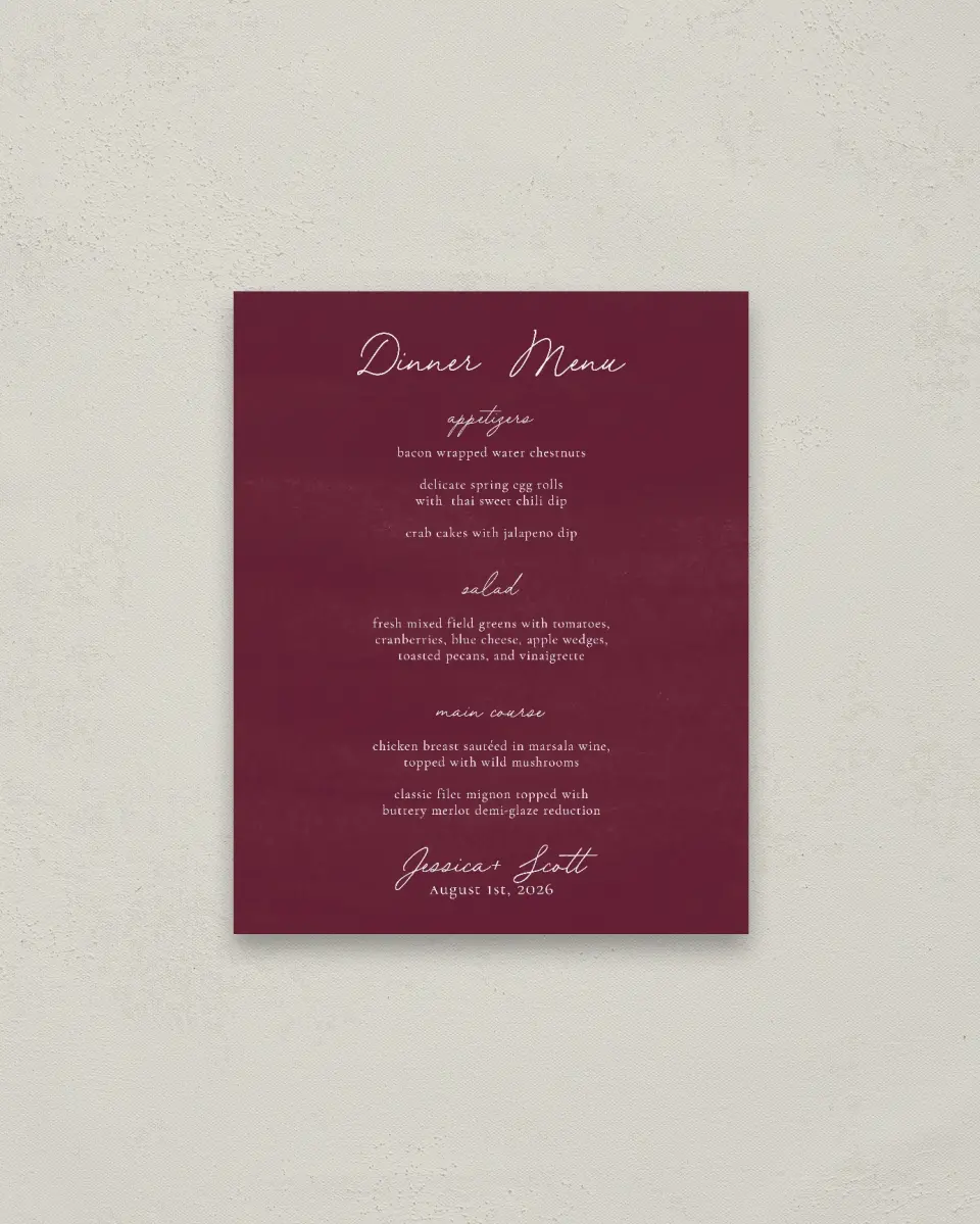 This is a 16" x 20" Menu Sign called Floral Touch printed in full color
