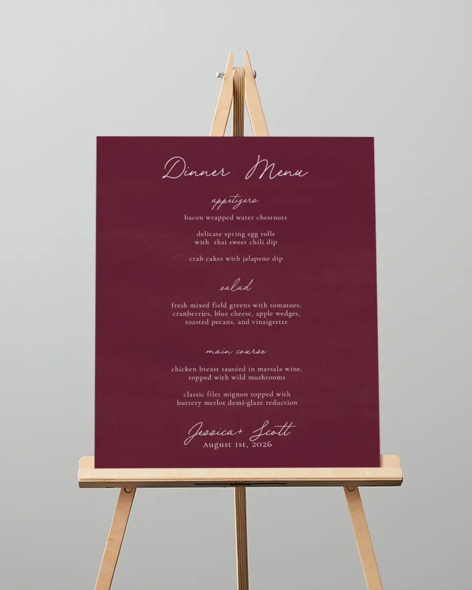 This is a 16" x 20" Menu Sign called Floral Touch printed in full color