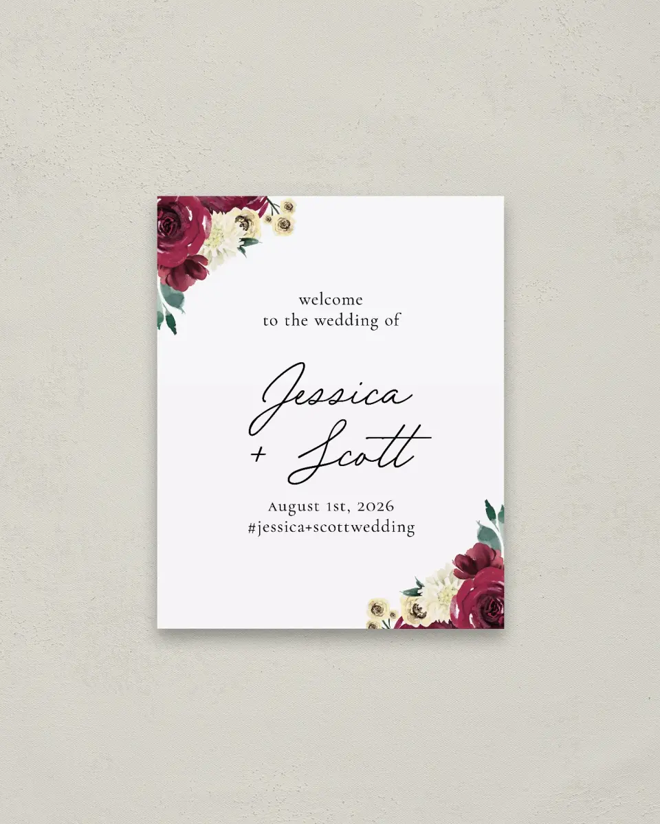This is a 16" x 20" Welcome Sign called Floral Touch printed in full color
