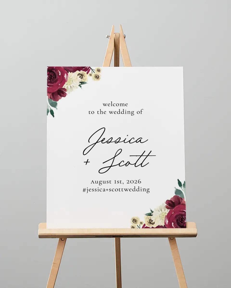 This is a 16" x 20" Welcome Sign called Floral Touch printed in full color