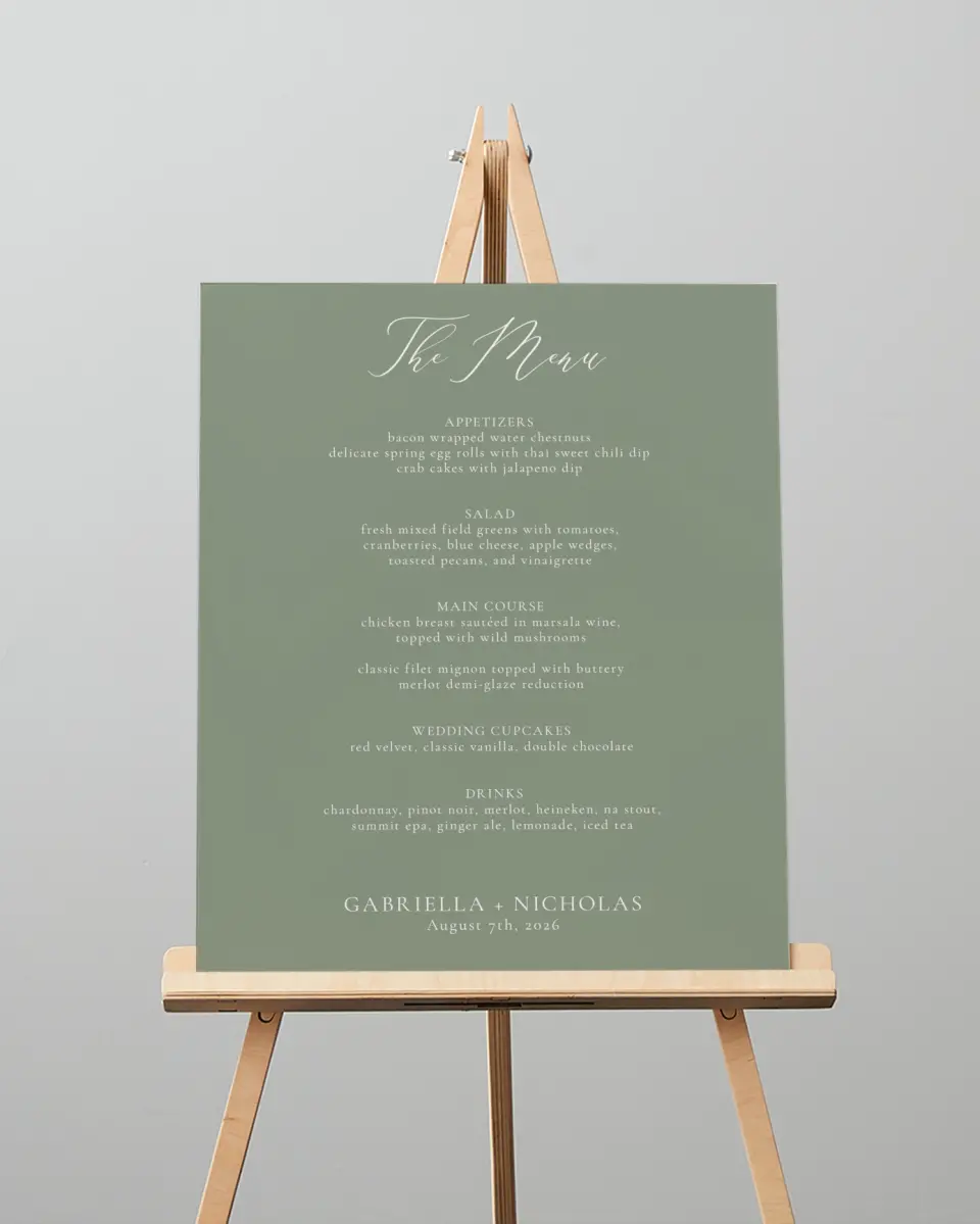 This is a 16" x 20" Menu Sign called Minimalist Type printed in full color