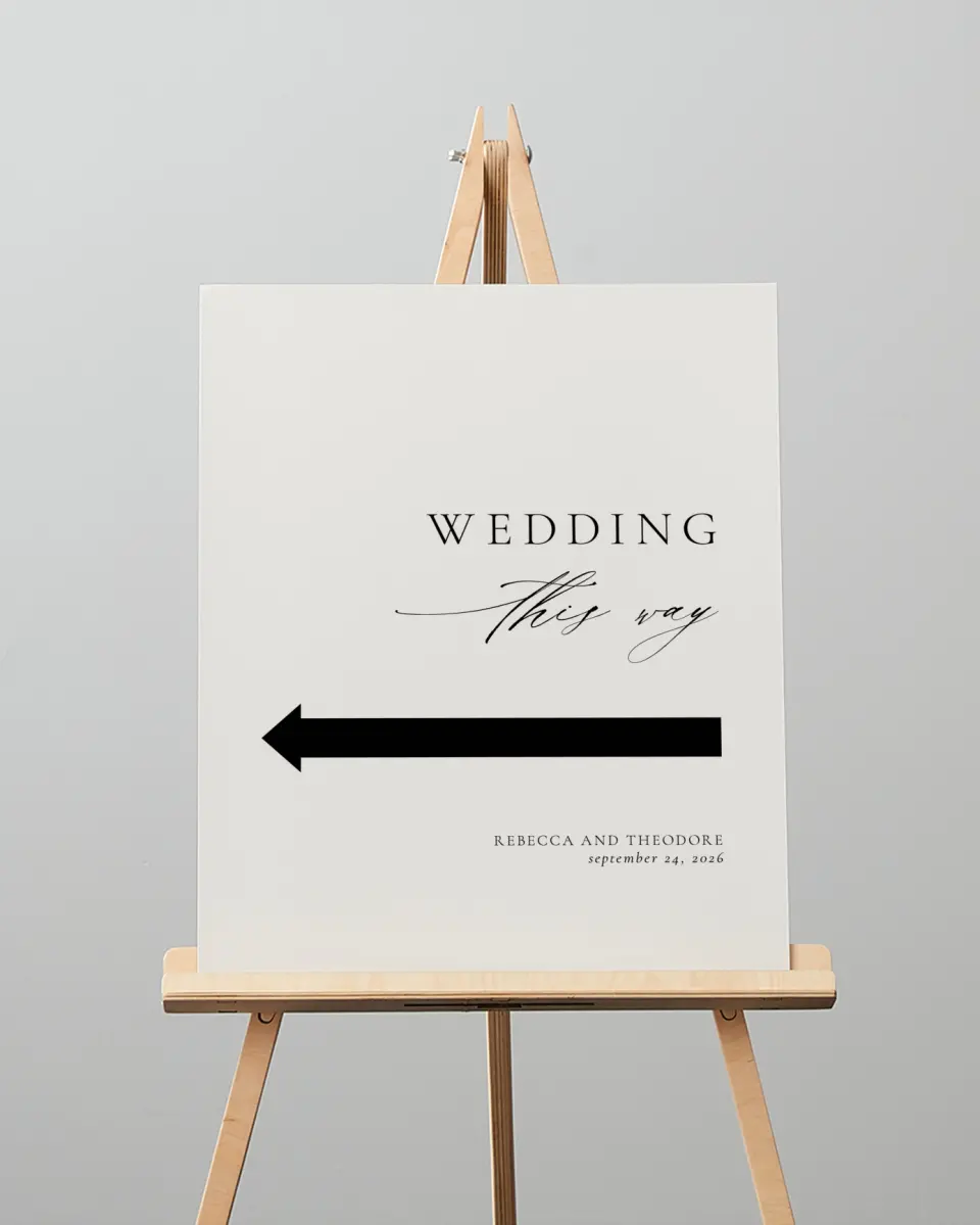This is a 16" x 20" Direction Sign called Simply Elegant printed in full color