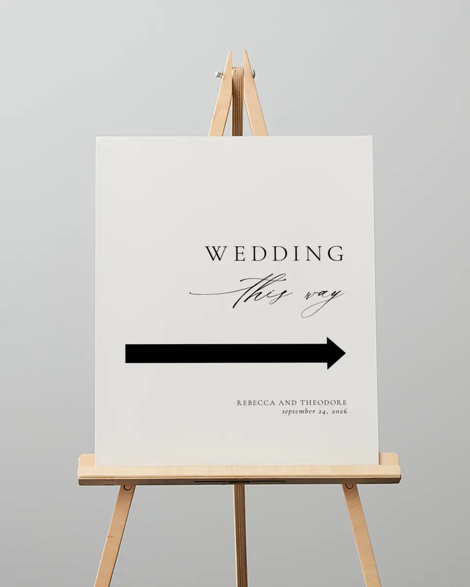 This is a 16" x 20" Direction Sign called Simply Elegant printed in full color