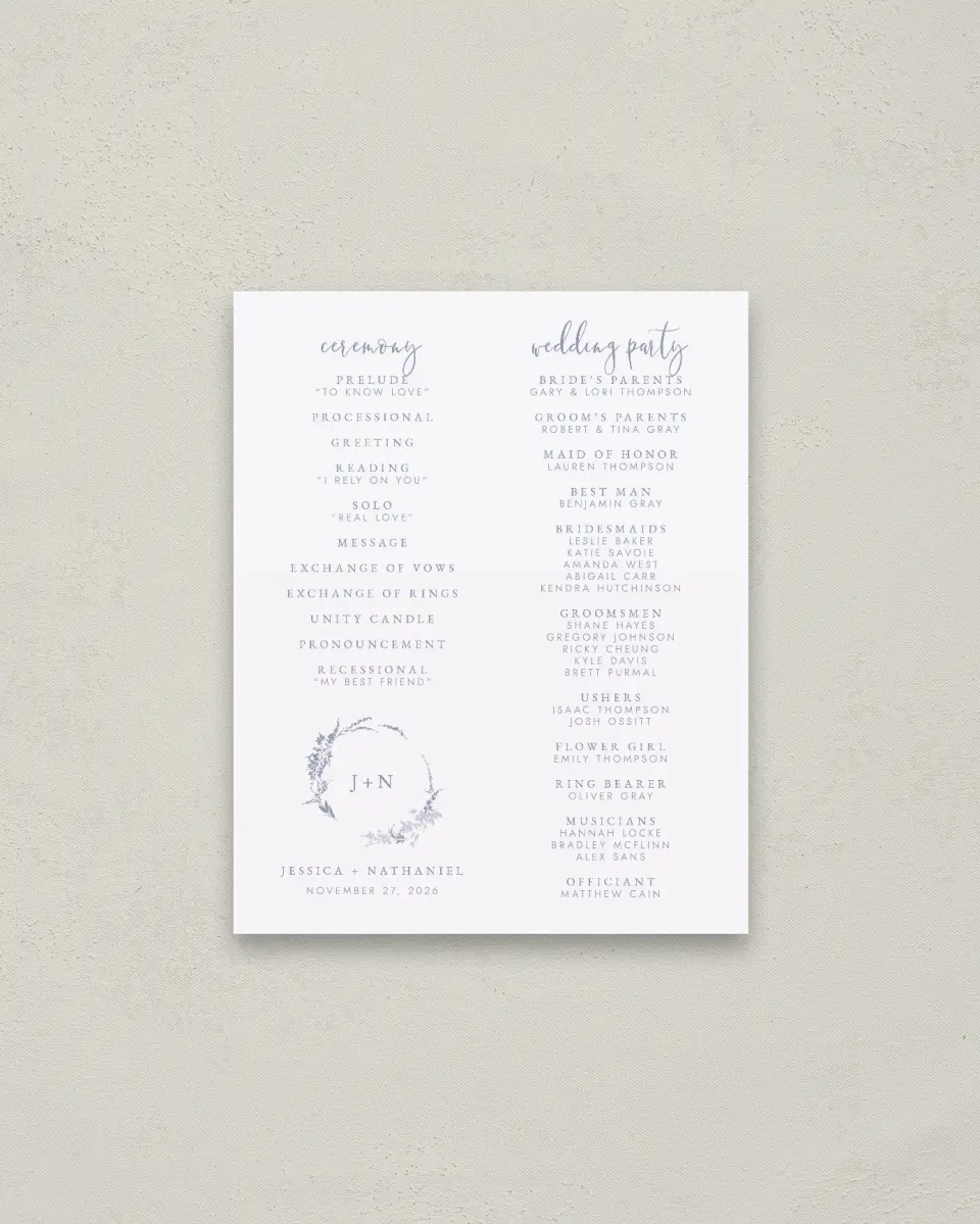 This is a 16" x 20" Ceremony Sign called Dainty Wreath printed in full color