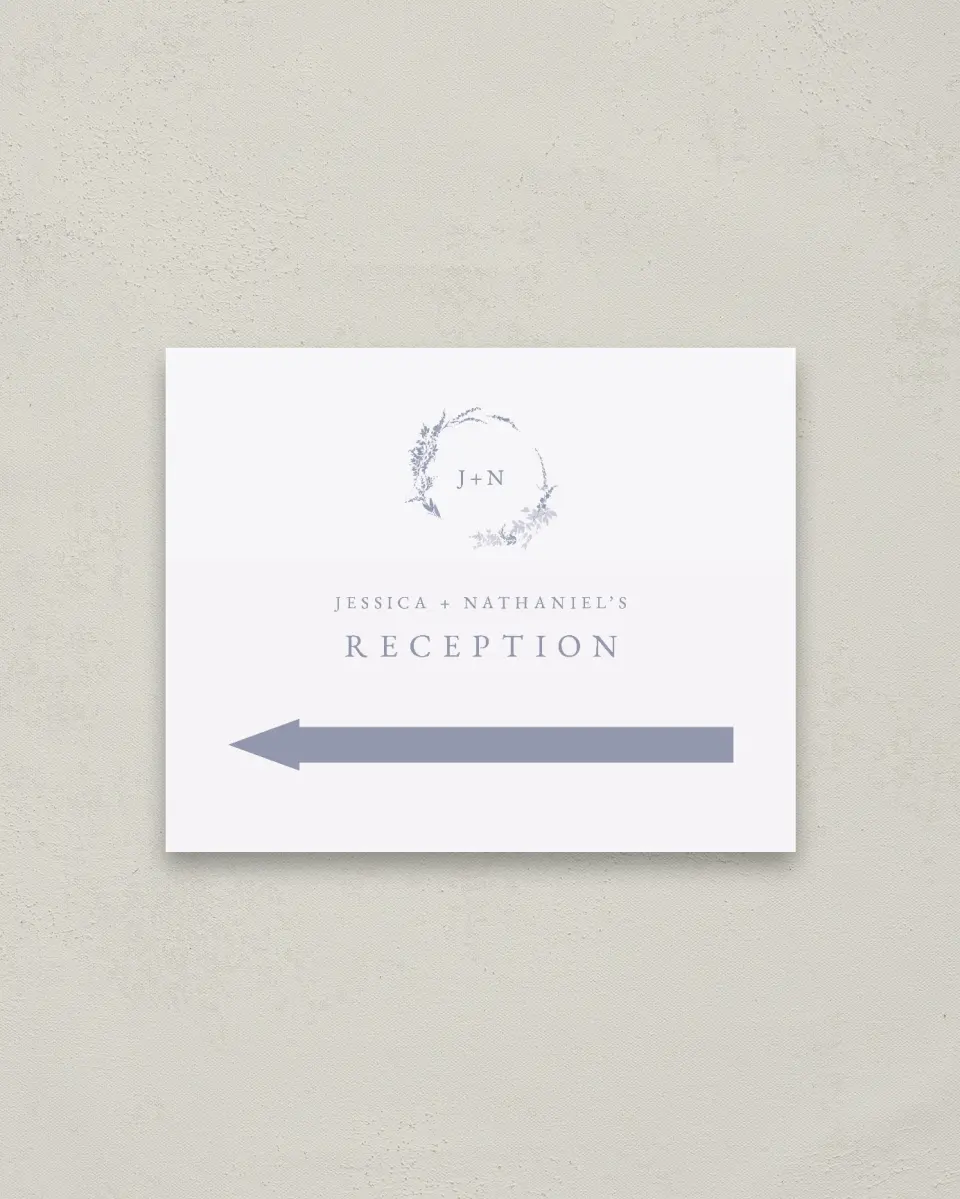 This is a 16" x 20" Direction Sign called Dainty Wreath printed in full color