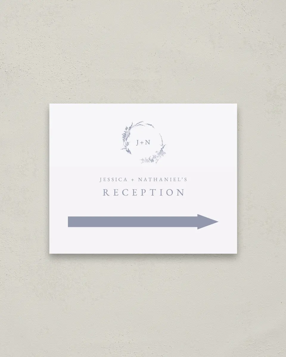 This is a 16" x 20" Direction Sign called Dainty Wreath printed in full color