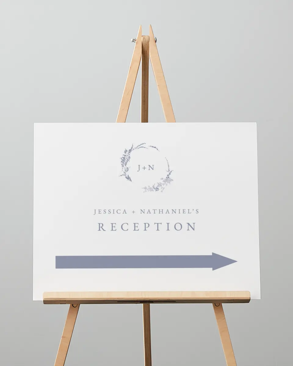 This is a 16" x 20" Direction Sign called Dainty Wreath printed in full color