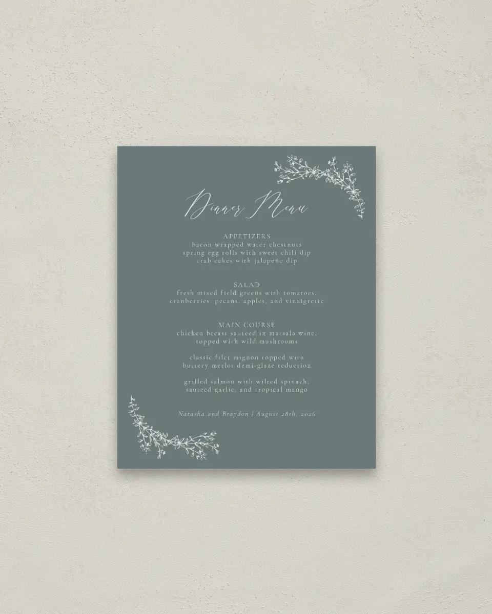 This is a 16" x 20" Menu Sign called Timeless Order printed in full color