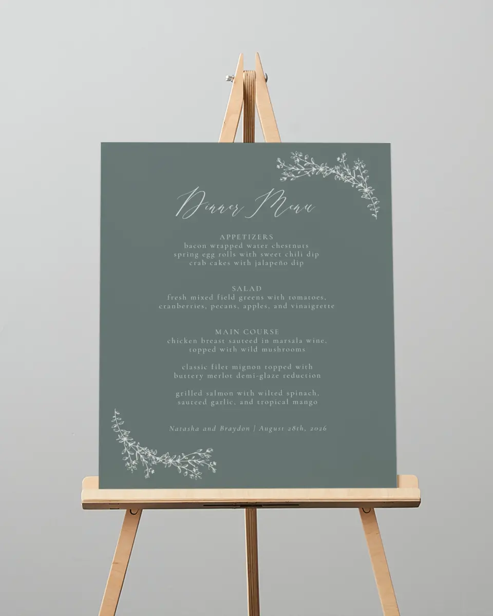 This is a 16" x 20" Menu Sign called Timeless Order printed in full color