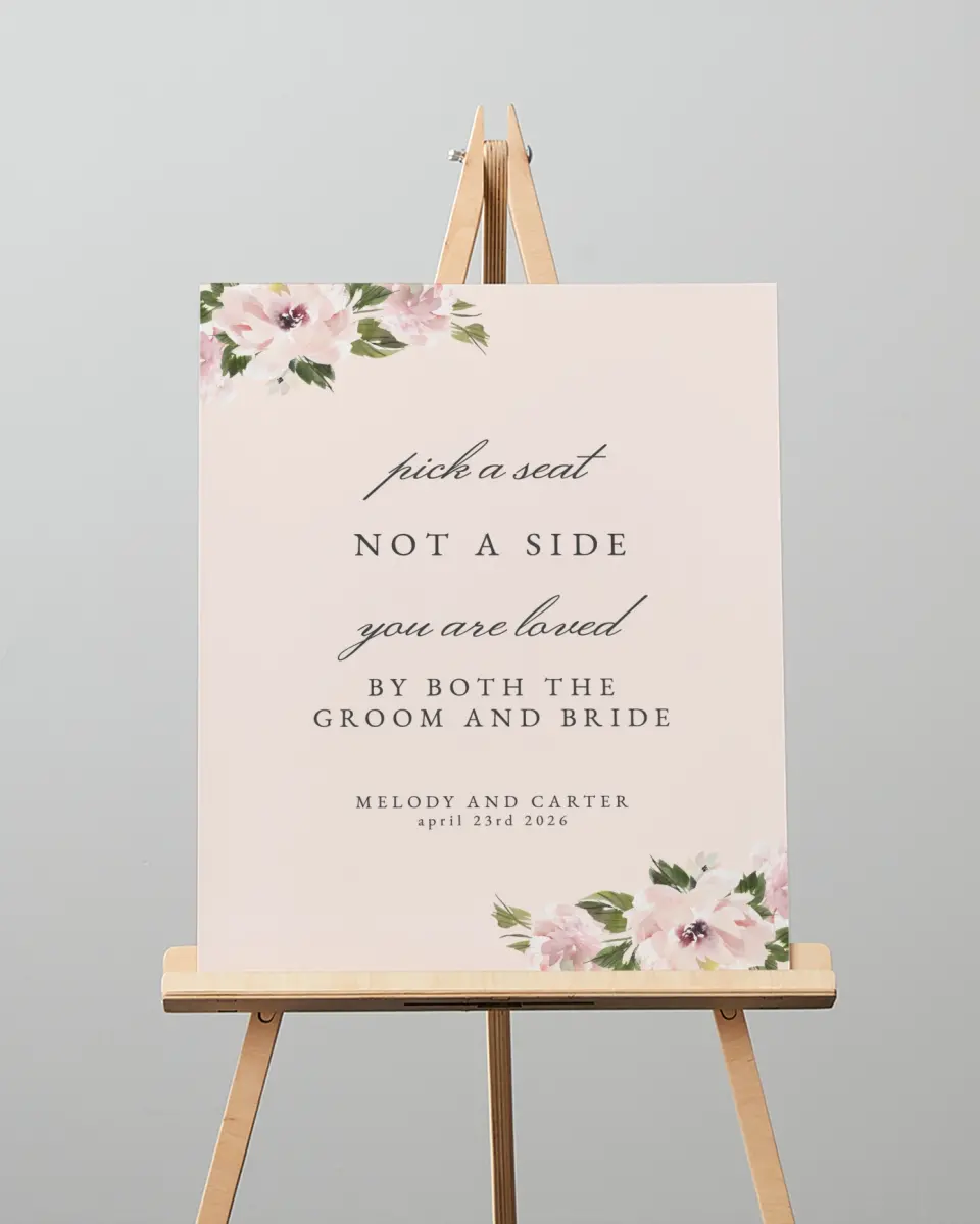 This is a 16" x 20" Pick a Seat Sign called Sweet Floral printed in full color