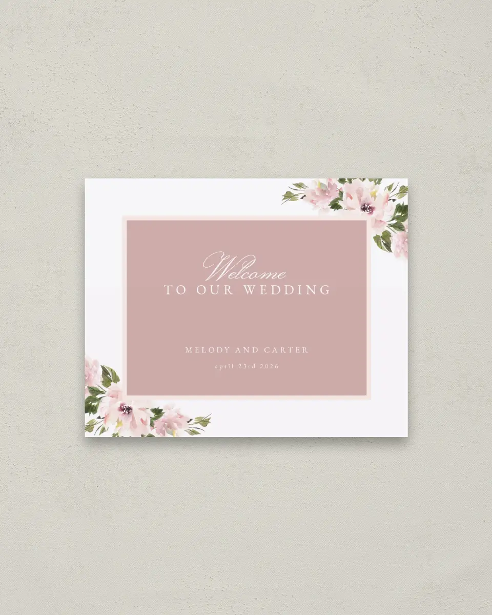 This is a 16" x 20" Welcome Sign called Sweet Floral printed in full color