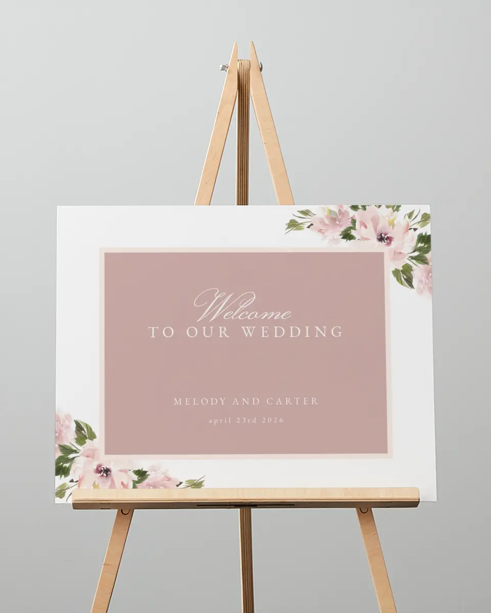 This is a 16" x 20" Welcome Sign called Sweet Floral printed in full color