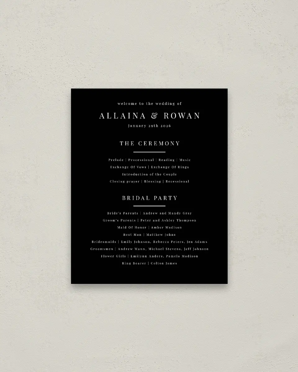 This is a 16" x 20" Ceremony Sign called Pure Devotion printed in full color