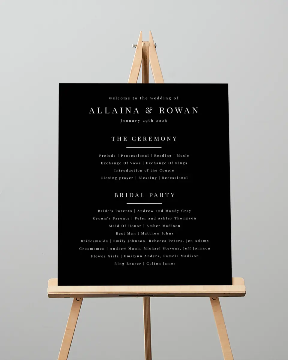 This is a 16" x 20" Ceremony Sign called Pure Devotion printed in full color