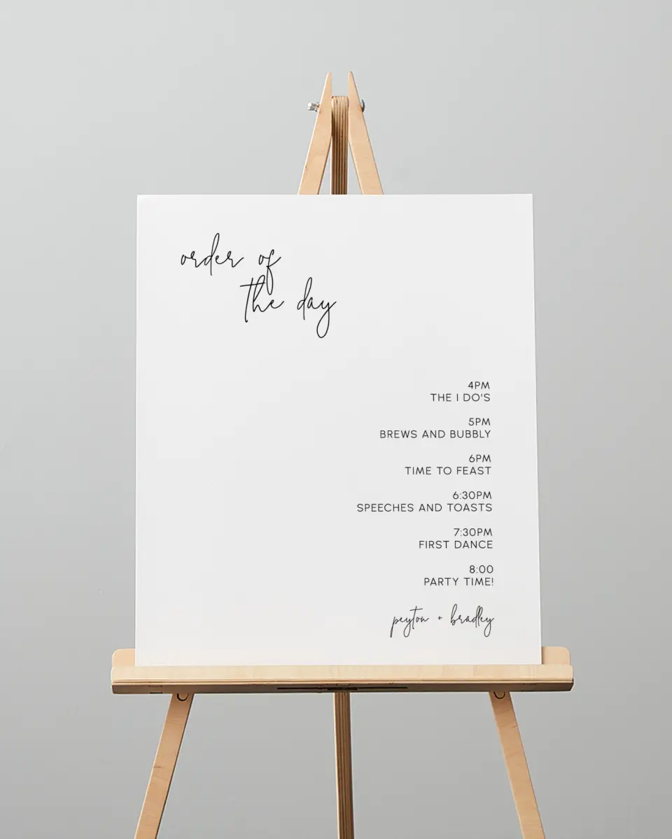 This is a 16" x 20" Schedule Sign called Mod Aesthetic printed in full color
