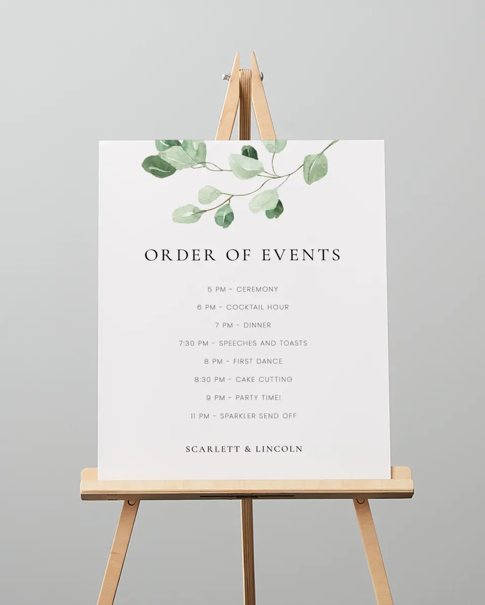 This is a 16" x 20" Schedule Sign called Sweet Greenery printed in full color