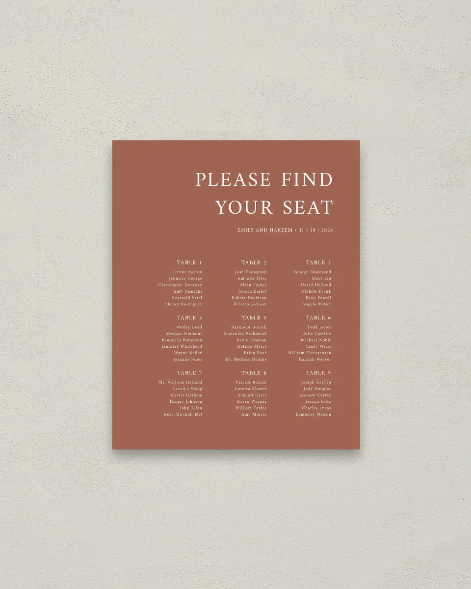 This is a 16" x 20" Seating Chart Sign called Timeless Truth printed in full color