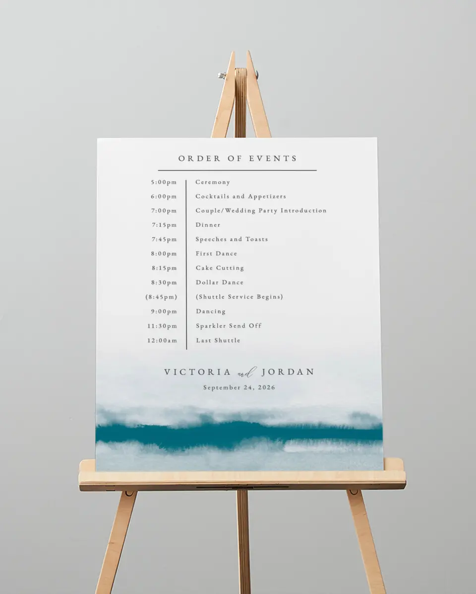 This is a 16" x 20" Schedule Sign called Shore Impression printed in full color