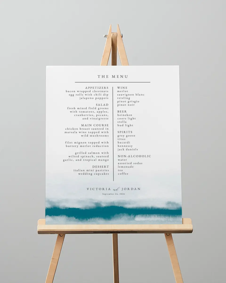 This is a 16" x 20" Menu Sign called Shore Impression printed in full color