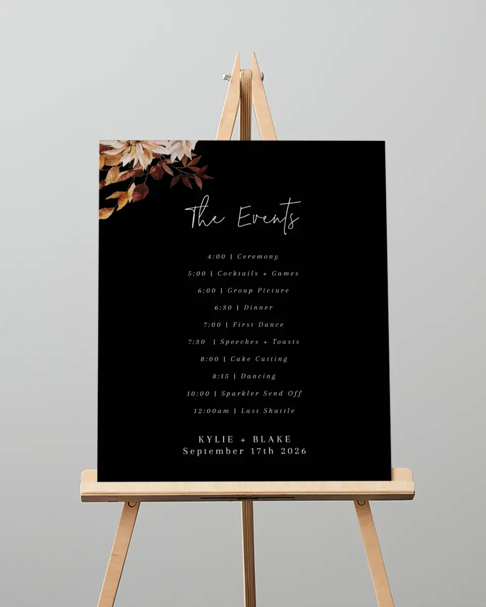 This is a 16" x 20" Schedule Sign called Country Blooms printed in full color