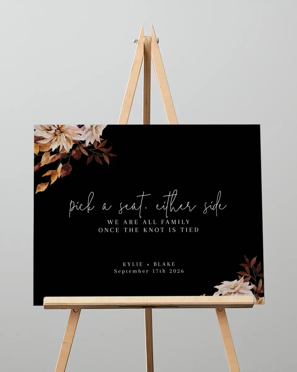 This is a 16" x 20" Pick a Seat Sign called Country Blooms printed in full color